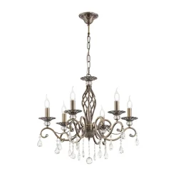 Maytoni Grace lysekrone, 6 lyskilder, messing/hvid