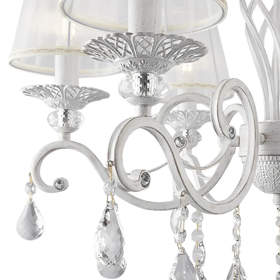 Maytoni Grace lysekrone, hvid, 6 lyskilder, organza, E14