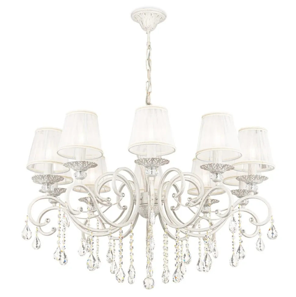 Maytoni Grace lysekrone, hvid, 10 lyskilder, organza