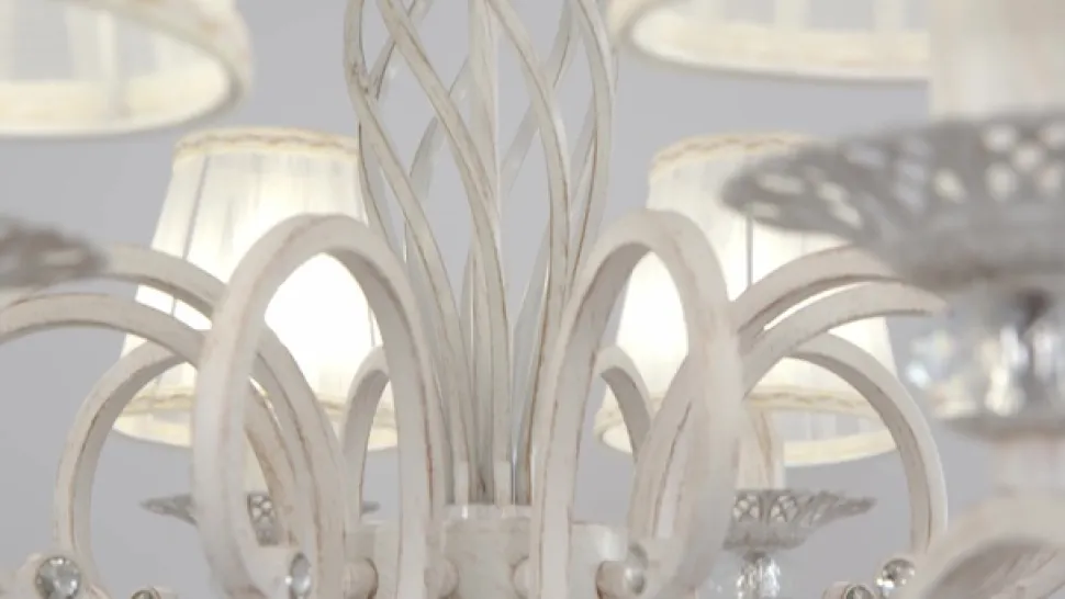 Maytoni Grace lysekrone, hvid, 10 lyskilder, organza