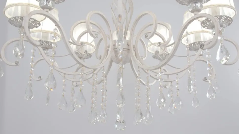 Maytoni Grace lysekrone, hvid, 10 lyskilder, organza