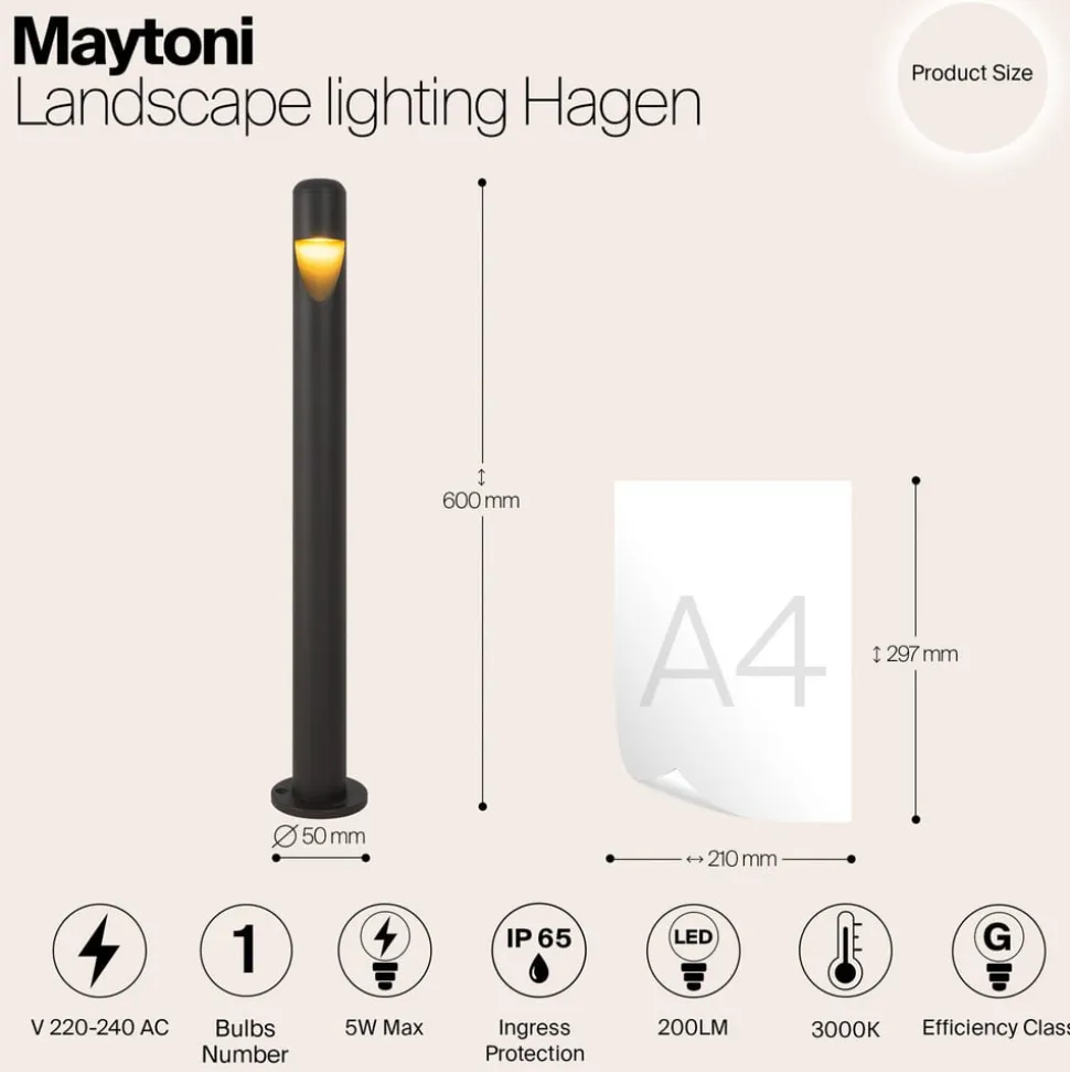 Maytoni Hagen LED-gadelampe, 3000K, grafit