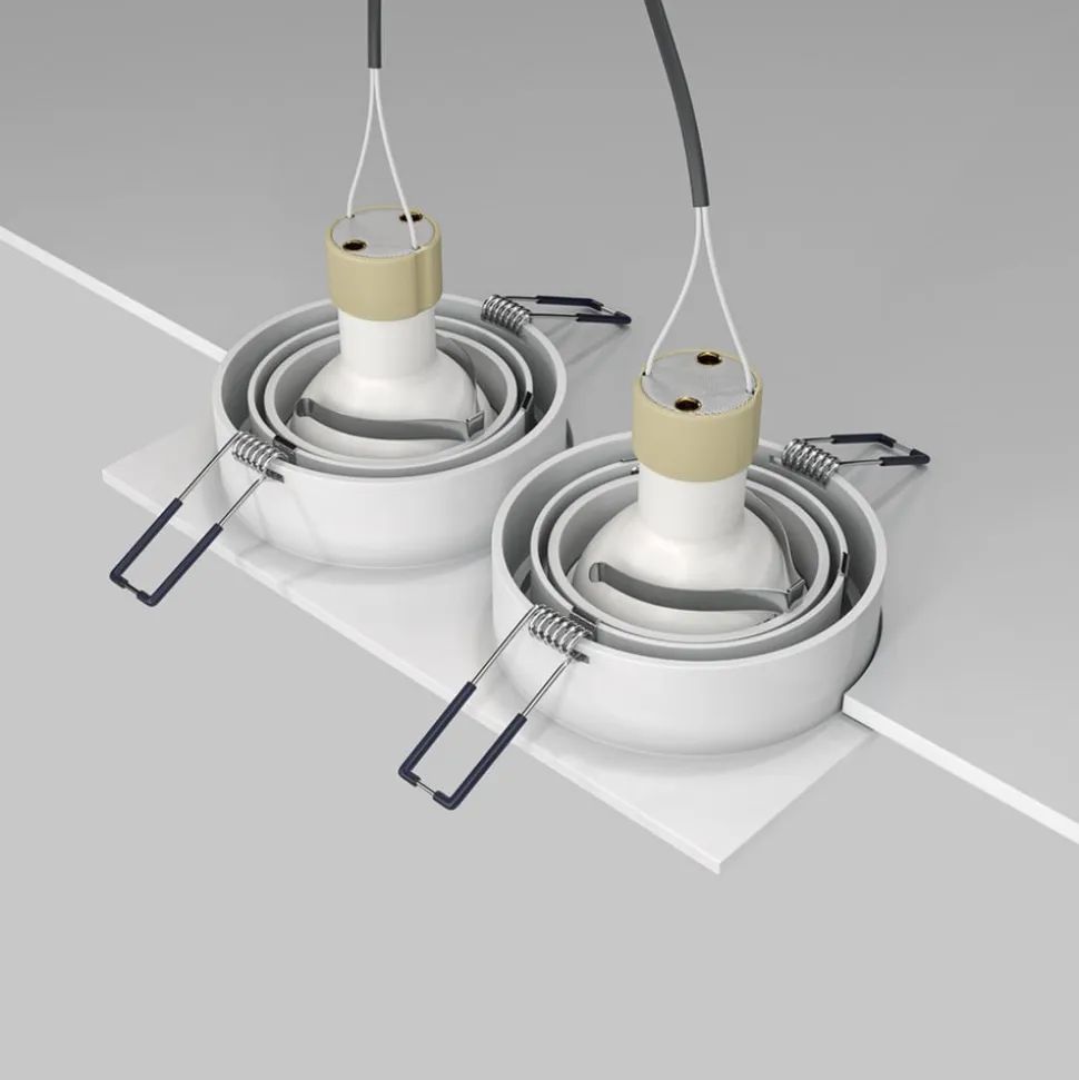 Maytoni indbygningslampe Atom, hvid, 2 lyskilder, 17,5 x 9,2 cm