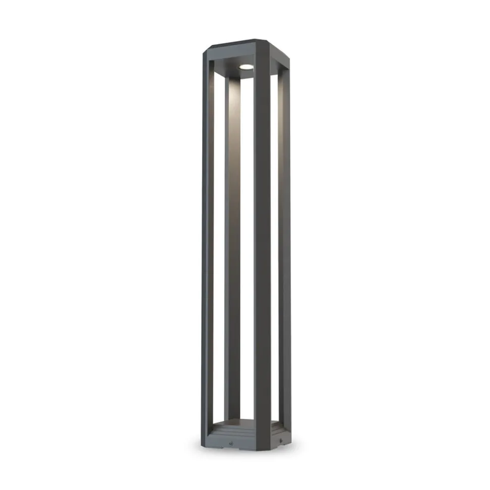 Maytoni LED-gadelampe Royal Mile, grå, højde 80 cm, aluminium