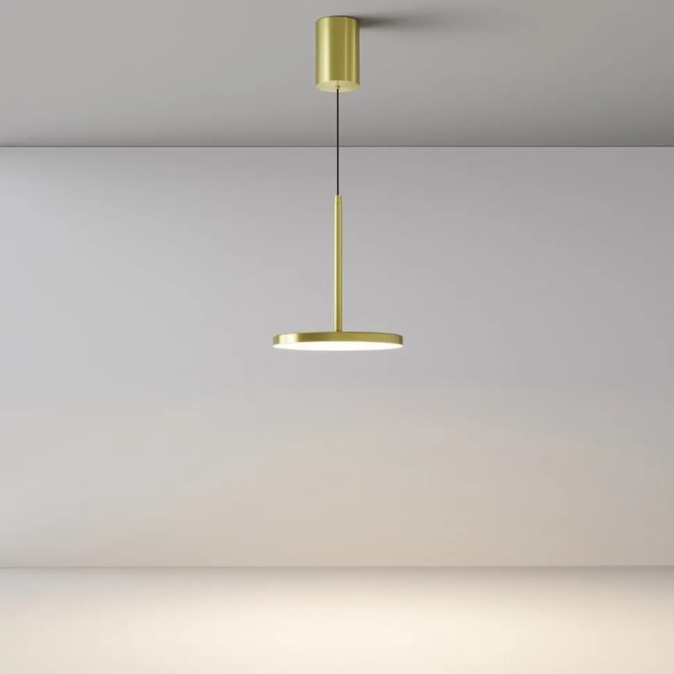Maytoni LED-hængelampe Plato, messing, Ø 18,5 cm, aluminium