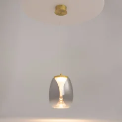 Maytoni LED-hængelampe Splash, røggrå, Ø 20 cm, glas