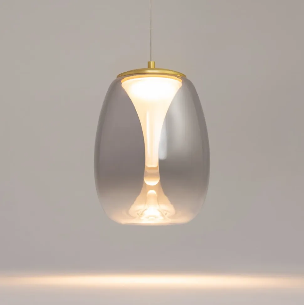 Maytoni LED-hængelampe Splash, røggrå, Ø 20 cm, glas