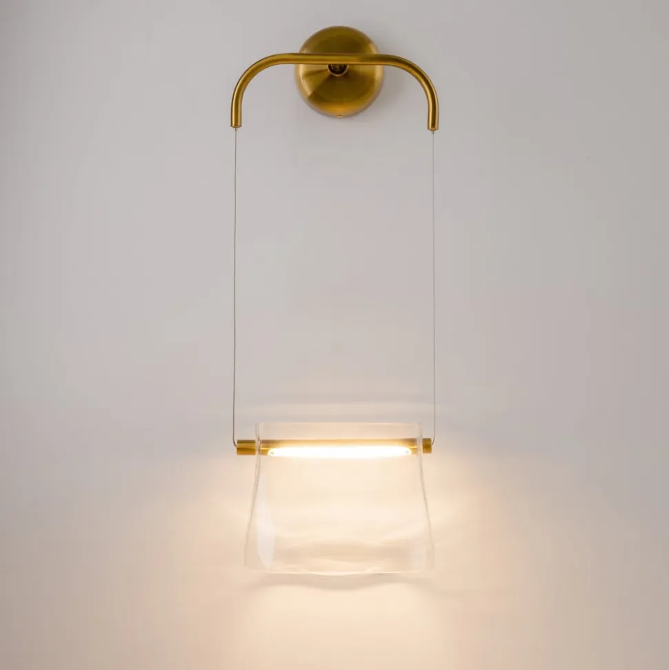 Maytoni LED-væglampe Cabaret, messing/klar, metal/glas