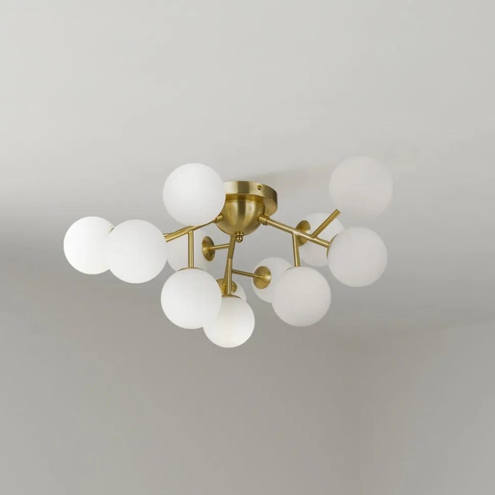 Maytoni loftlampe Dallas, 12 lyskilder, guldfarvet/hvid