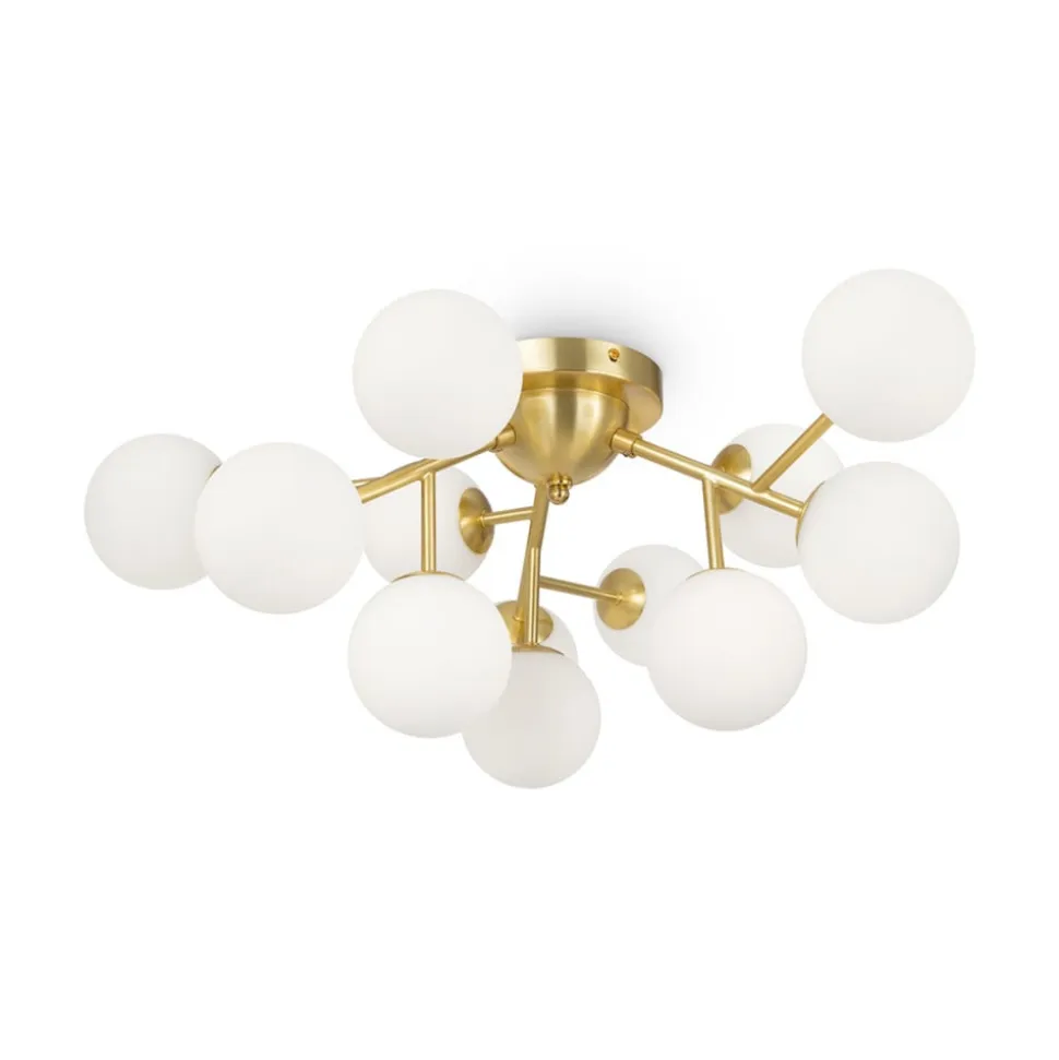 Maytoni loftlampe Dallas, 12 lyskilder, guldfarvet/hvid