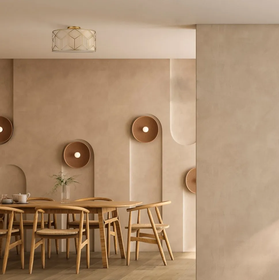 Maytoni loftlampe Messina, Ø 43 cm, beige, linned