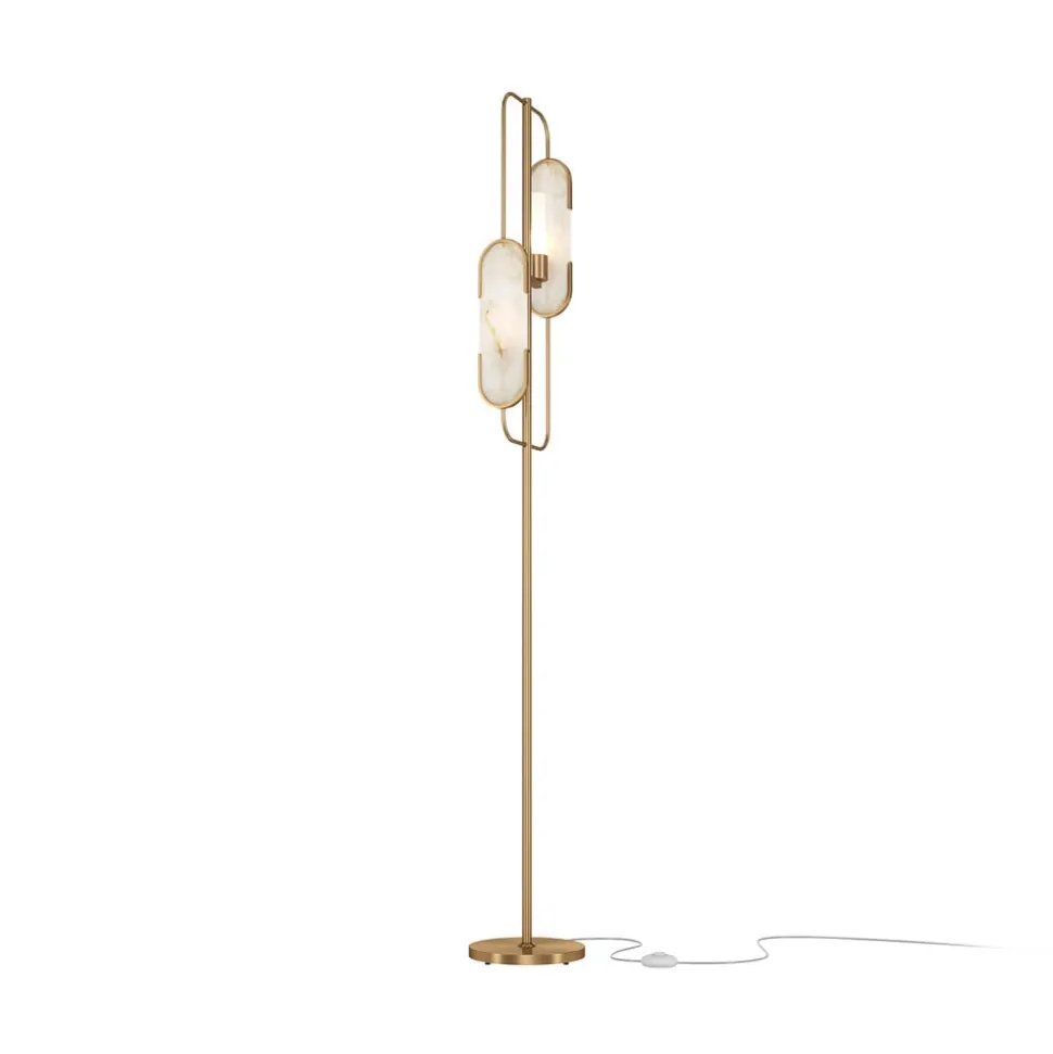 Maytoni Marmo gulvlampe, guldfarve/natursten