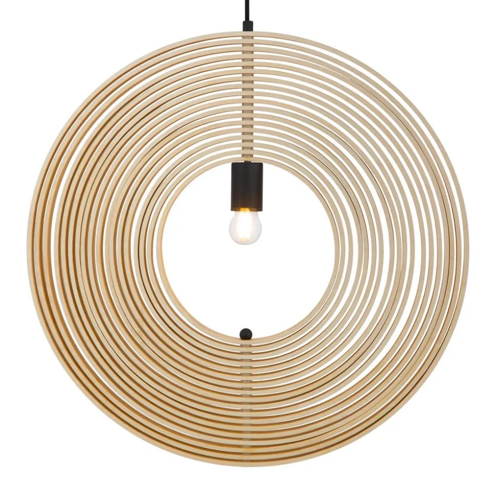 Maytoni Roots hængelampe, sfærisk form, Ø 60 cm, træ/sort