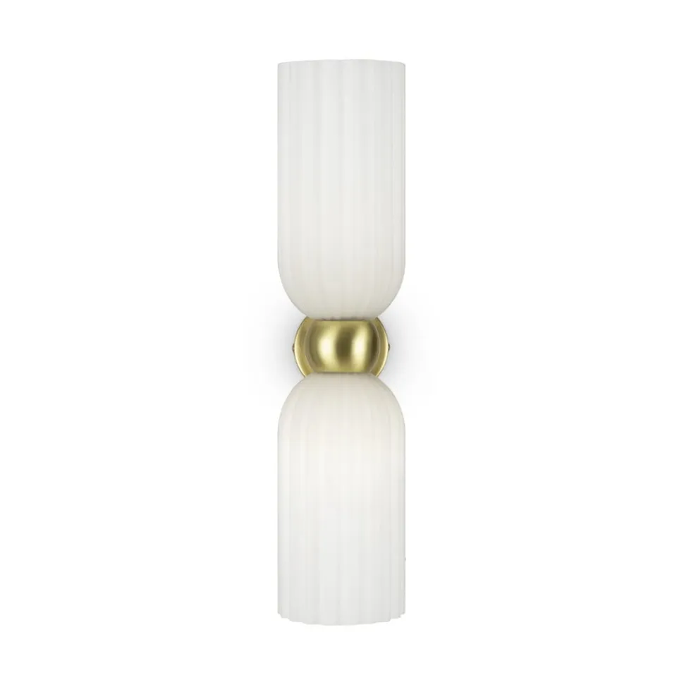 Maytoni væglampe Antic, 2 lyskilder, guld/hvid, glas