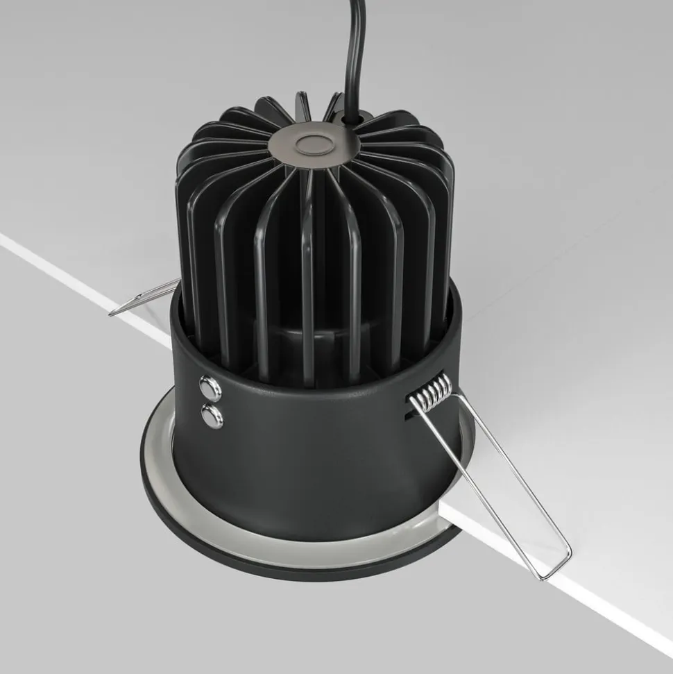 Maytoni Zoom LED-indbygningslampe 930 IP65 rund triac, sort