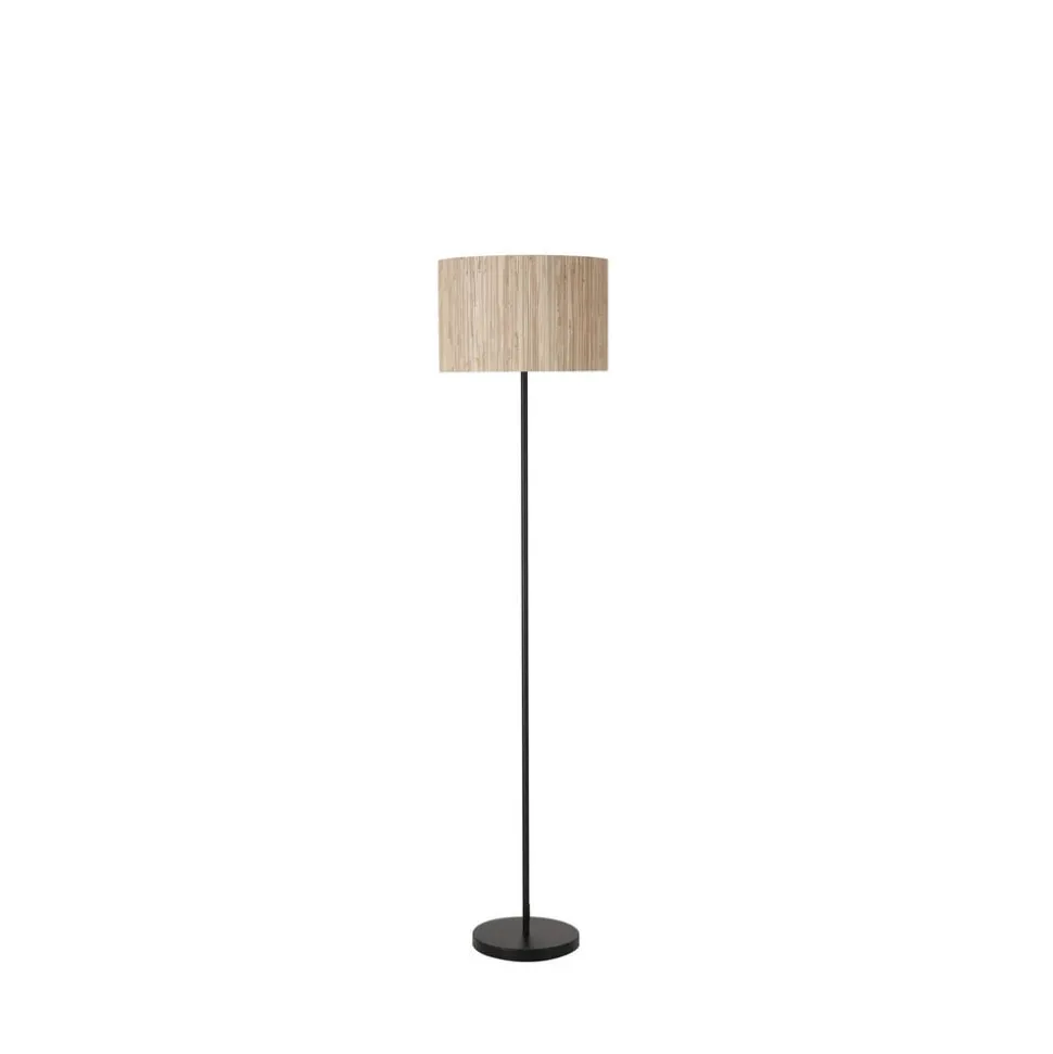 Meadow gulvlampe, sort, brun, naturfiber, stål