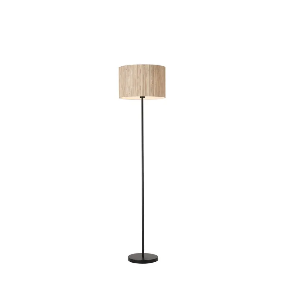 Meadow gulvlampe, sort, brun, naturfiber, stål
