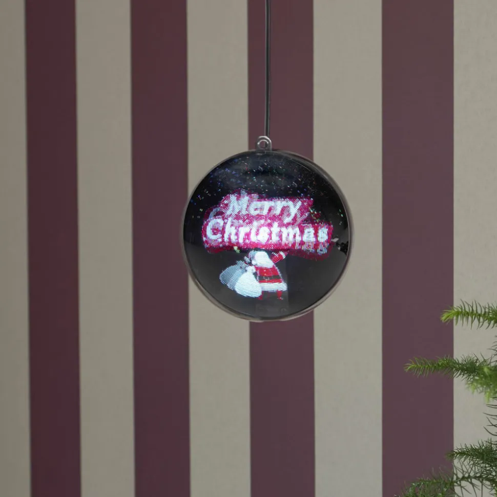 Merry Christmas 3D-hologramkugle, 64 LED'er
