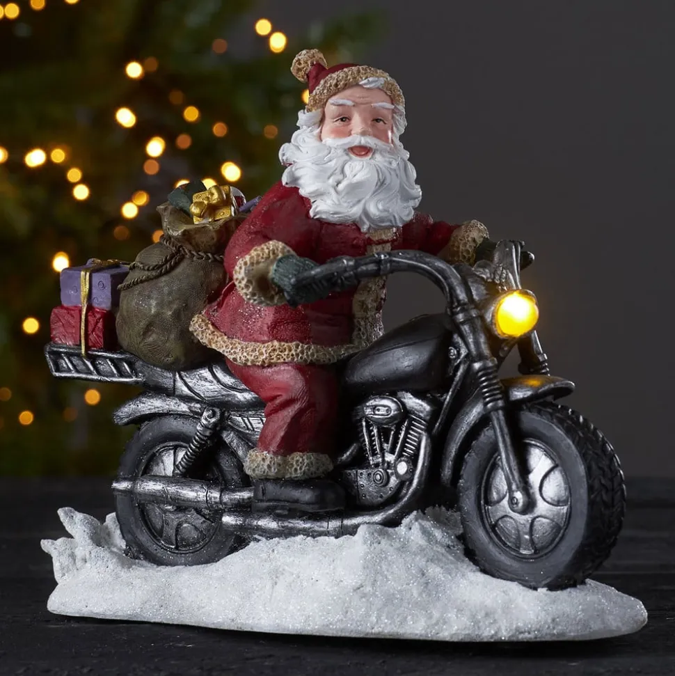 Merryville LED-dekolampe, julemand på motorcykel