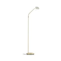Messingfarvet LED-gulvlampe Zenith med lysdæmper