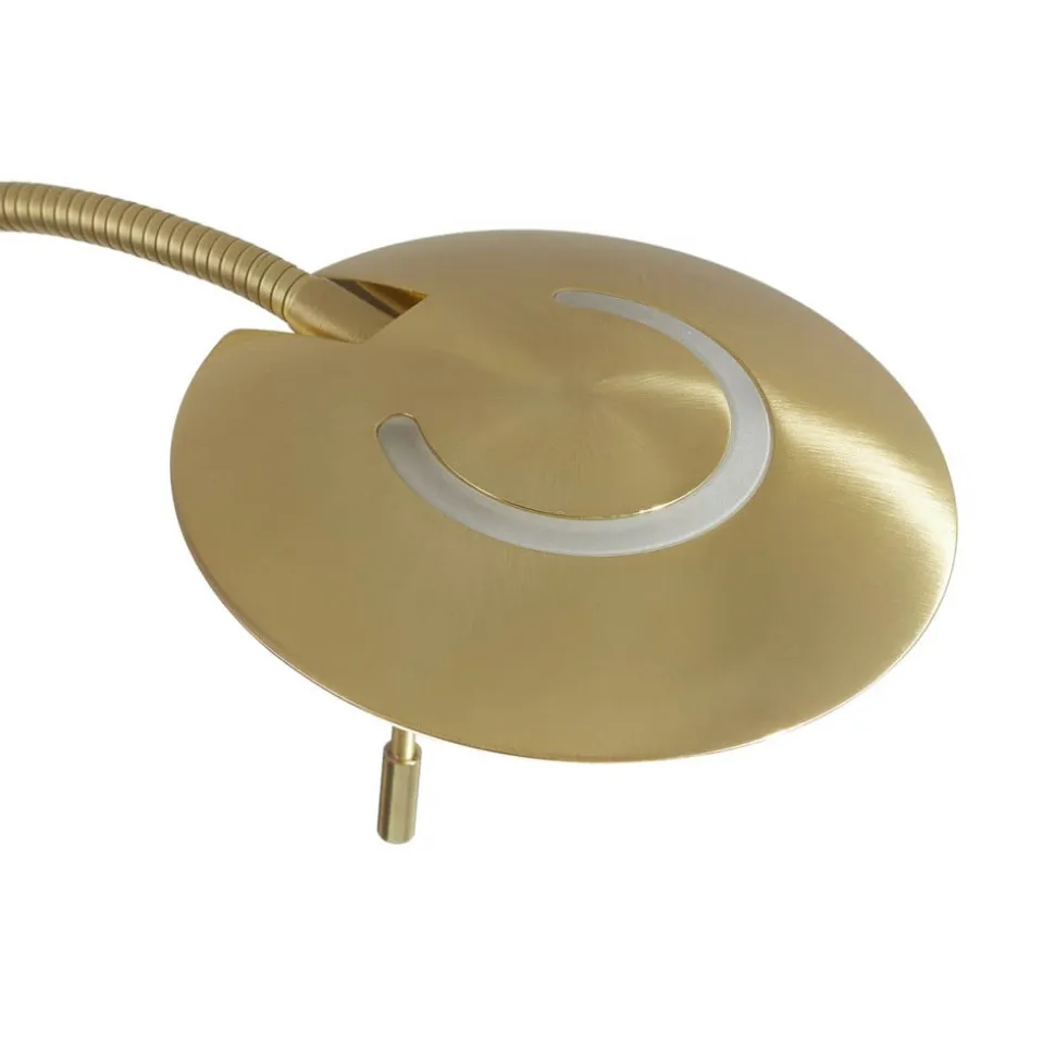 Messingfarvet LED-gulvlampe Zenith med lysdæmper