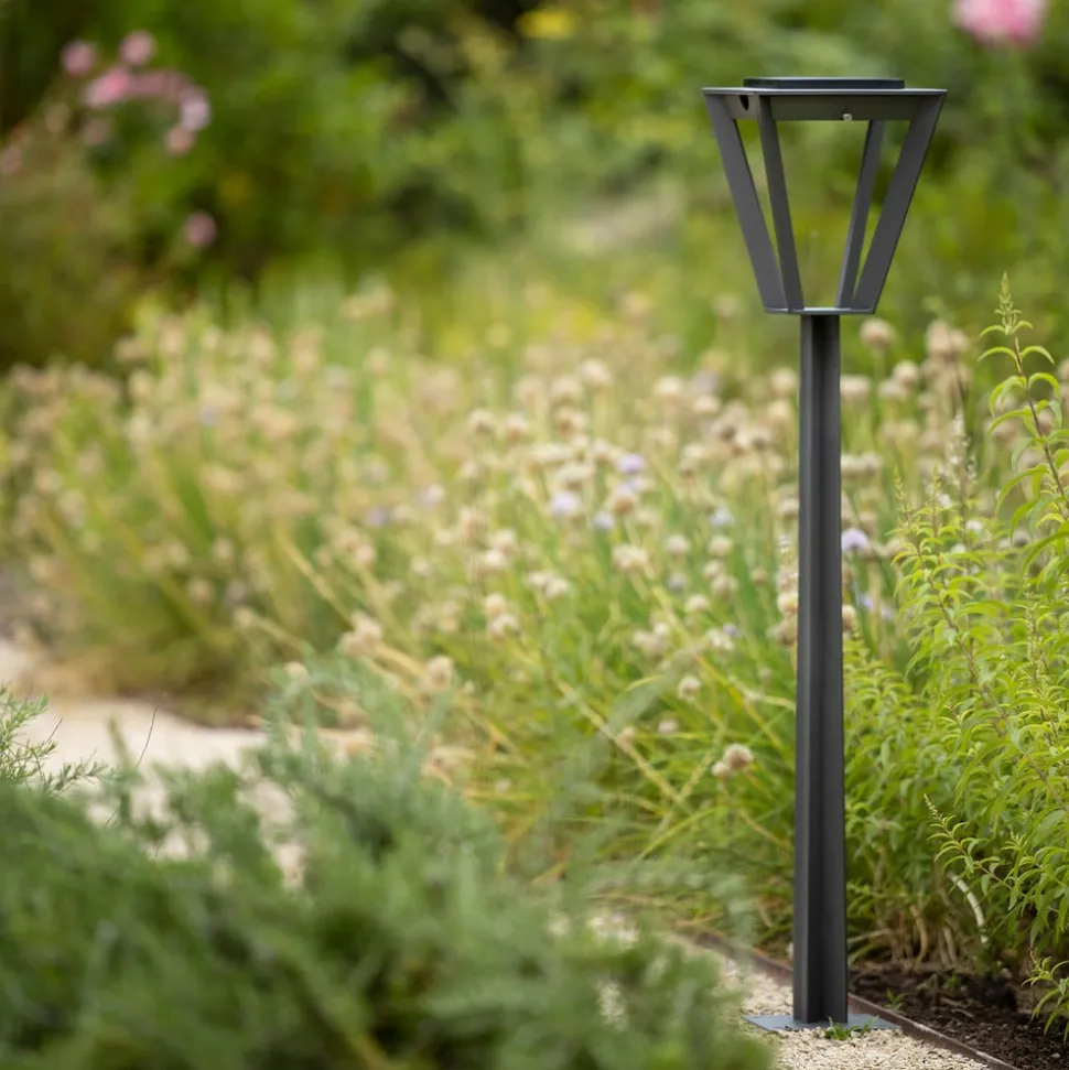 Metro LED-gadelampe med solcelle og sensor, grå