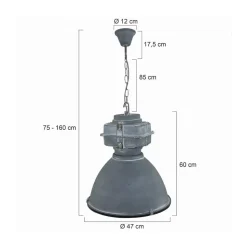 Mexlite Densi hængelampe, grå, Ø 47 cm, metal