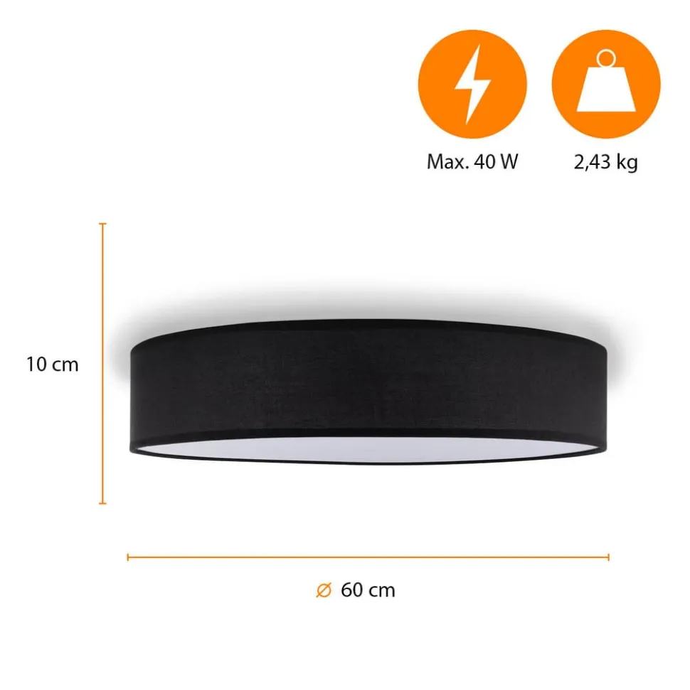 Mia loftslampe, sort, Ø 60 cm