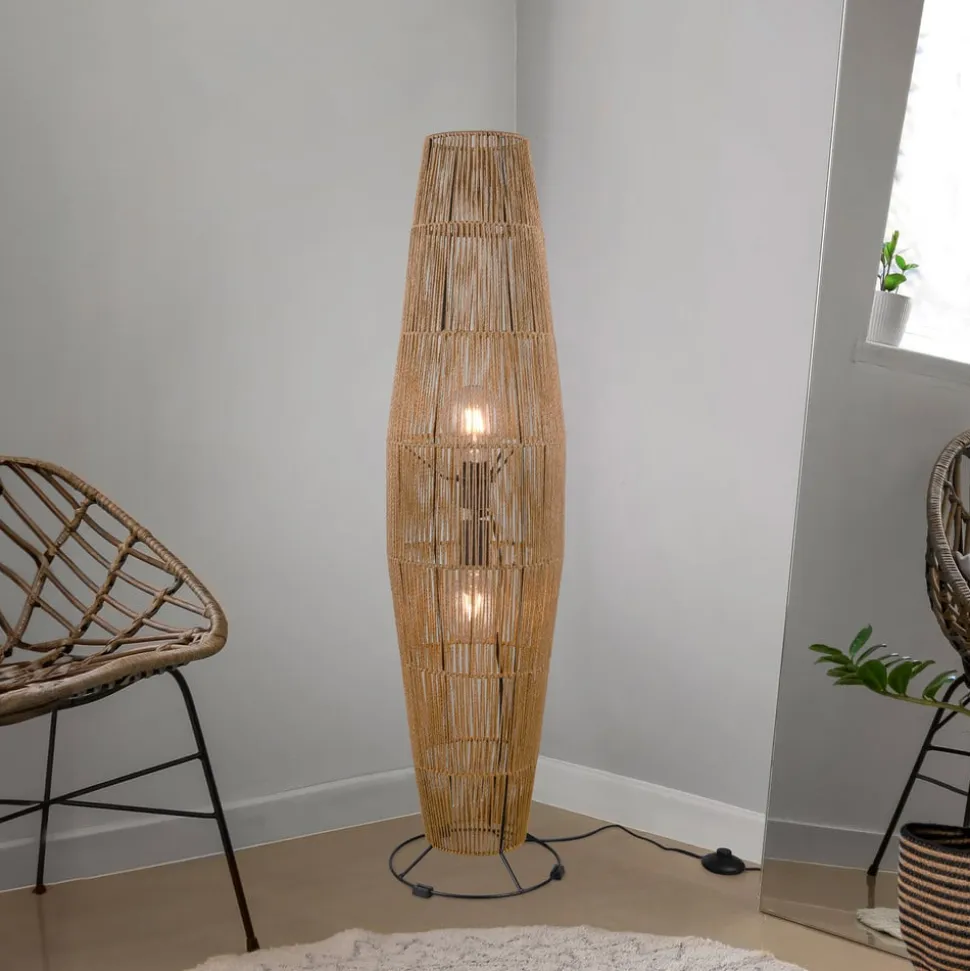 Miki gulvlampe, brun, højde 103 cm, papir
