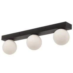 Mini loftlampe til bad, 3 lyskilder, sort, glas/metal