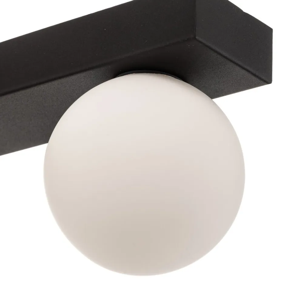 Mini loftlampe til bad, 3 lyskilder, sort, glas/metal