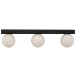 Mini loftlampe til bad, 3 lyskilder, sort, glas/metal