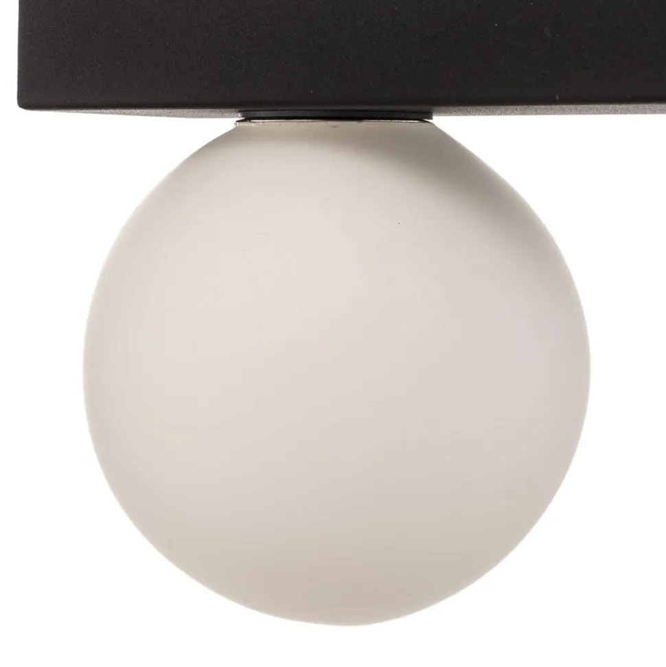 Mini loftlampe til bad, 3 lyskilder, sort, glas/metal