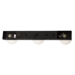 Mini loftlampe til bad, 3 lyskilder, sort, glas/metal