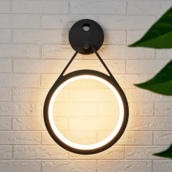 Mirco udendørs LED-væglampe med sensor, ringformet