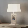 Miriel bordlampe, højde 46 cm, tekstil, træ