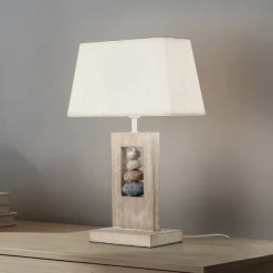 Miriel bordlampe, højde 46 cm, tekstil, træ