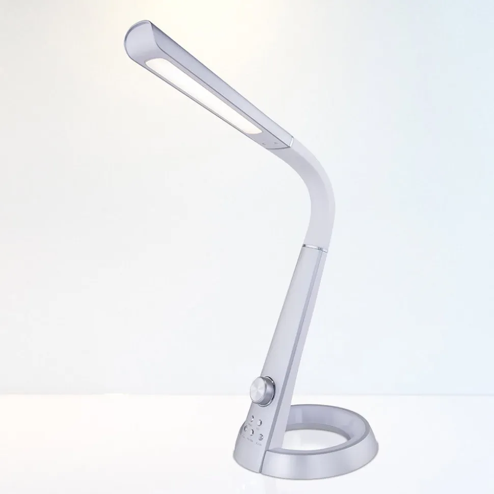 Mitti LED-bordlampe med USB-port, sølv/hvid