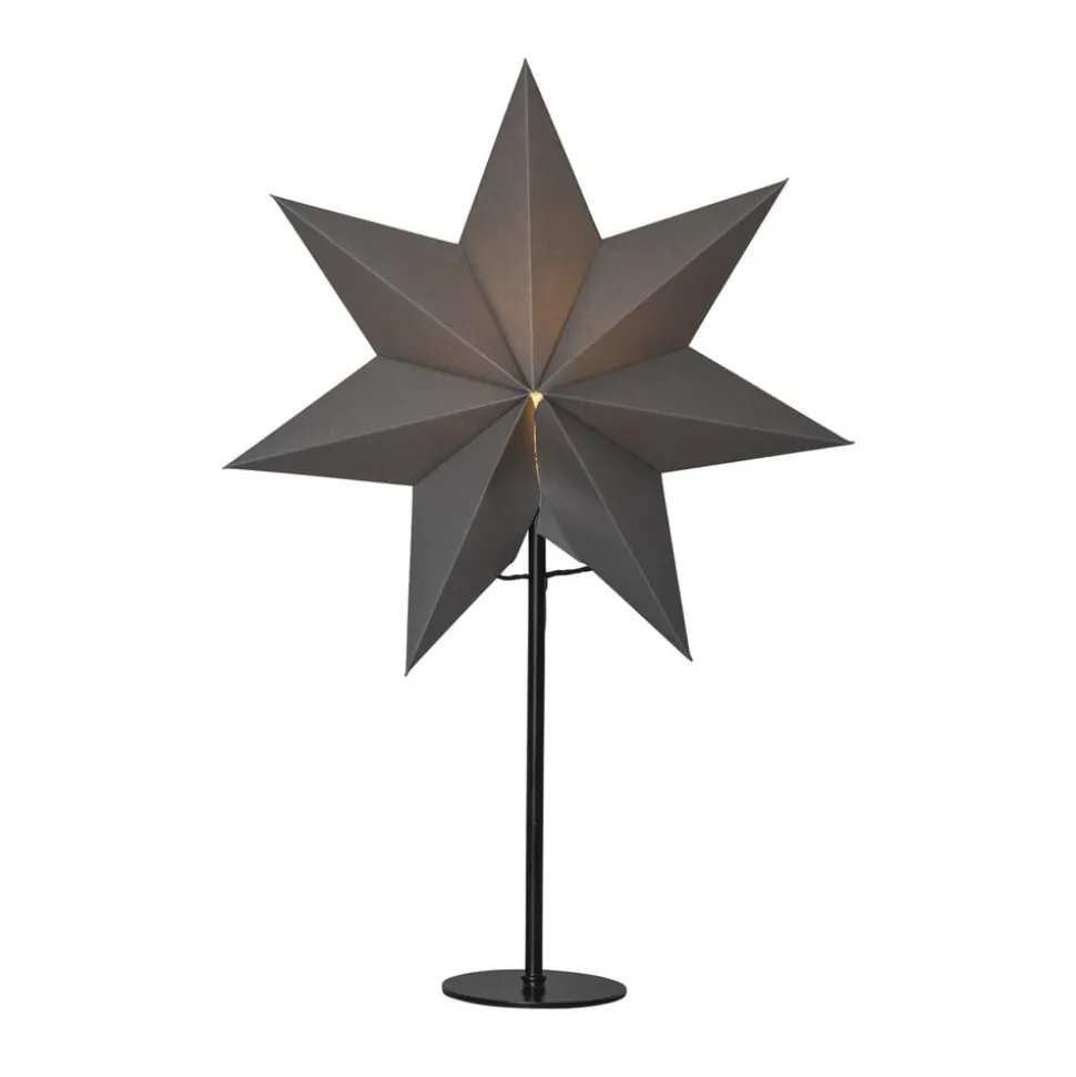 Mixa stående stjerne, metal/papir sort/mørkegrå