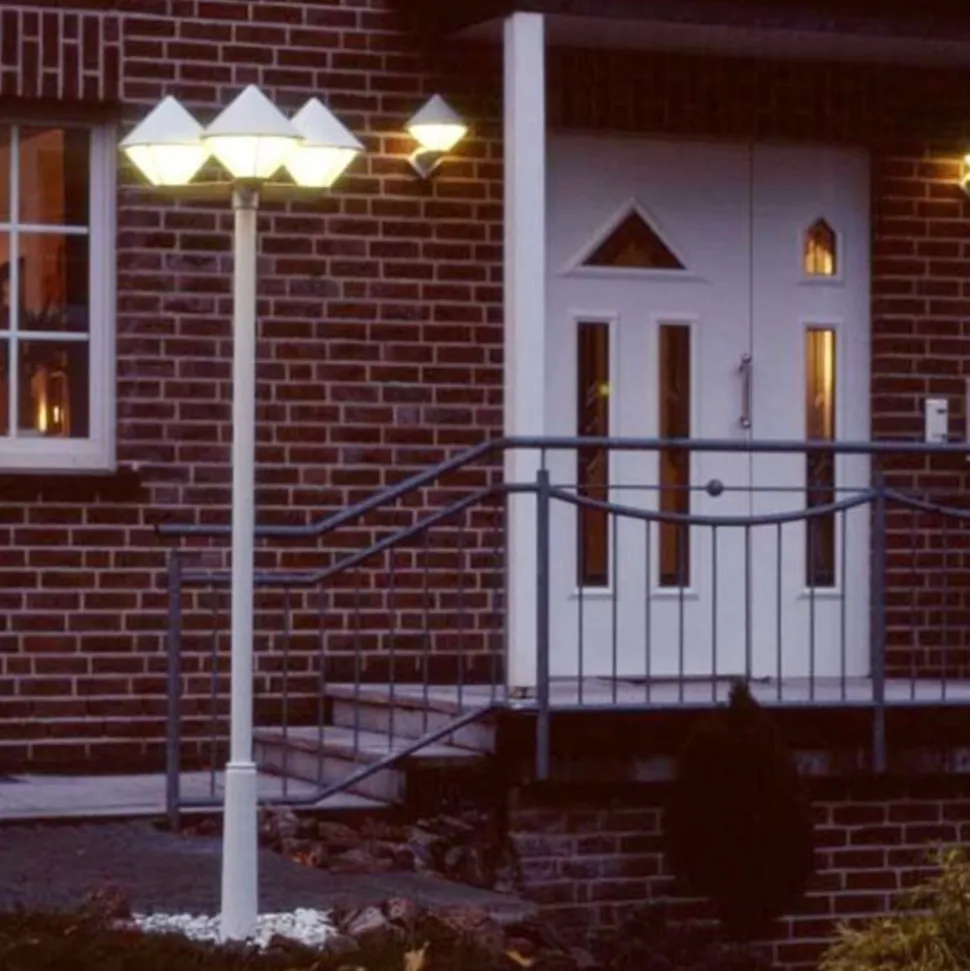 Moderne lygtepæl 181, hvid, 3 lyskilder