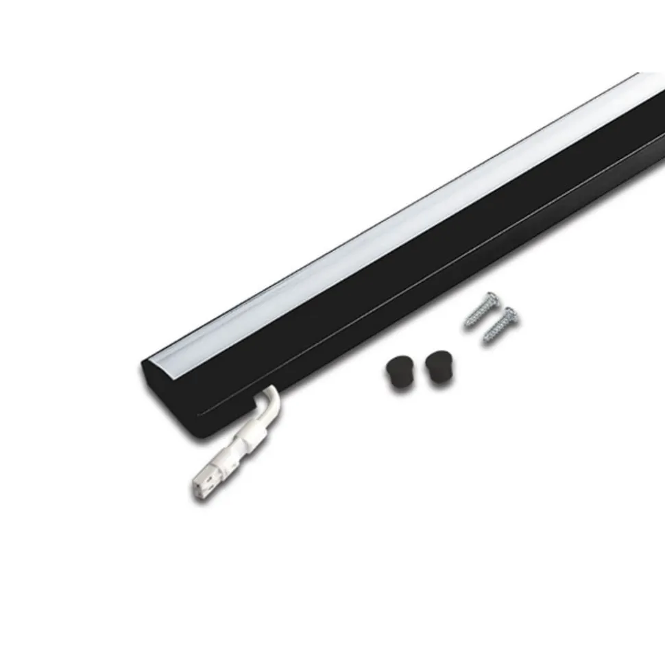 ModuLite F LED-underskabsbelysning, sort, 90 cm, 3.000 K, aluminium