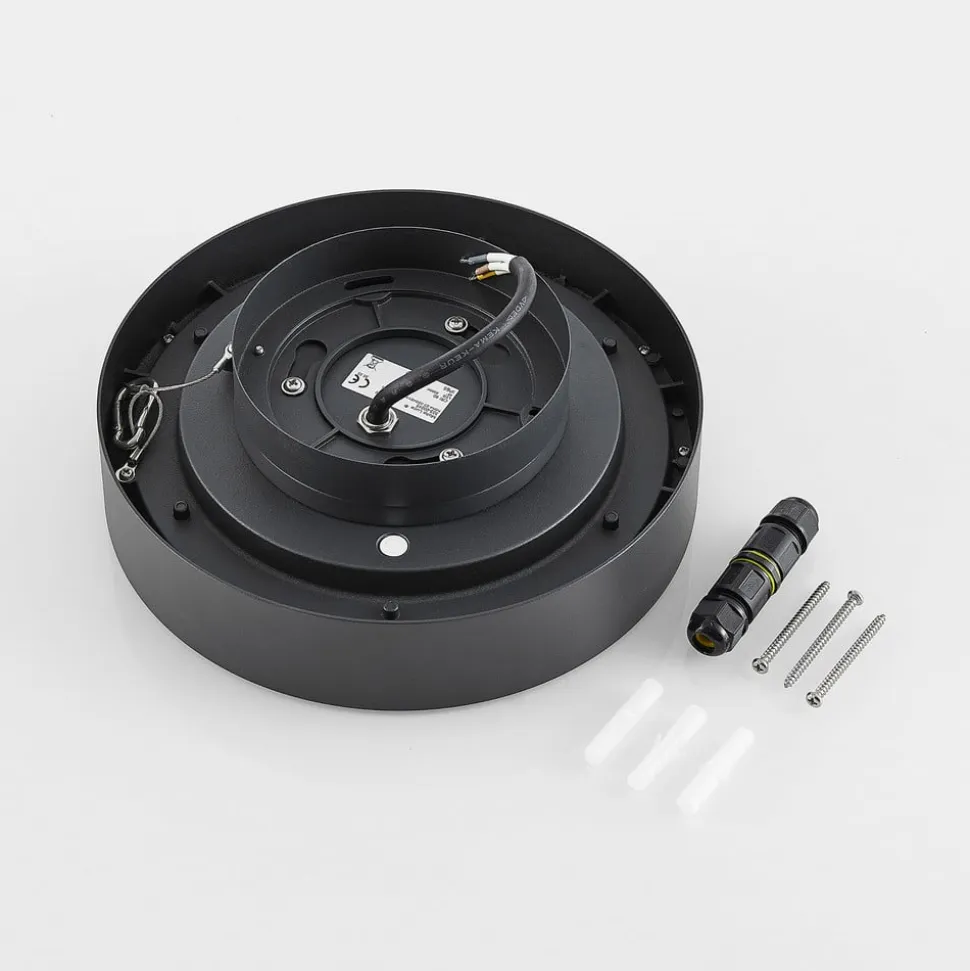 Molto Luce udendørs loftlampe Nona, Ø 22,8 cm, antracit