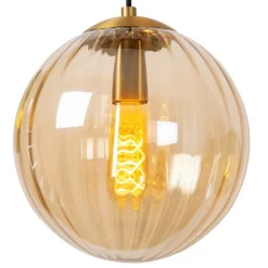 Monsaraz pendellampe, Ø 25 cm, rav. Glas, 1 lyskilde