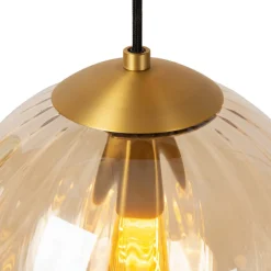 Monsaraz pendellampe, Ø 25 cm, rav. Glas, 1 lyskilde