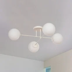 Moon loftlampe, 80 cm, 4 lyskilder, sandfarvet, glas, E27
