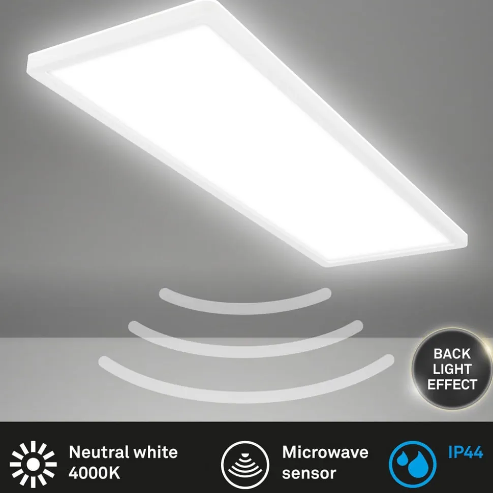 Move LED-panel, sensor, 58 x 20 cm, IP44, plast, hvid