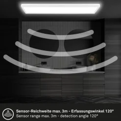 Move LED-panel, sensor, 58 x 20 cm, IP44, plast, hvid