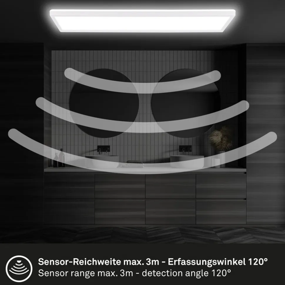 Move LED-panel, sensor, 58 x 20 cm, IP44, plast, hvid