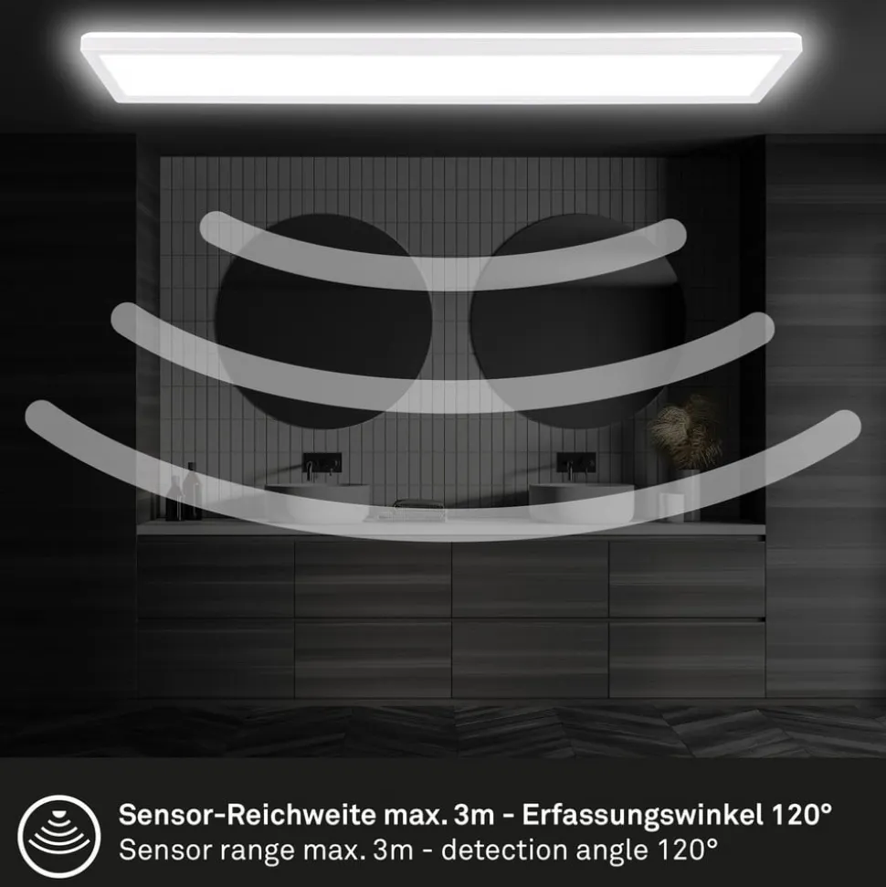 Move LED-panel, sensor, 98 x 20 cm, IP44, plast, hvid