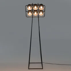 Multilamp gulvlampe, 6 lyskilder, sort